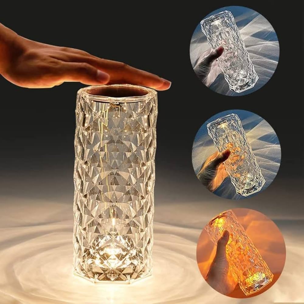 Pair of Crystal Diamond LED Touch Lamps