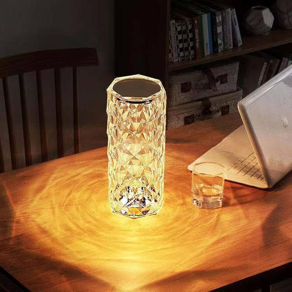 Pair of Crystal Diamond LED Touch Lamps