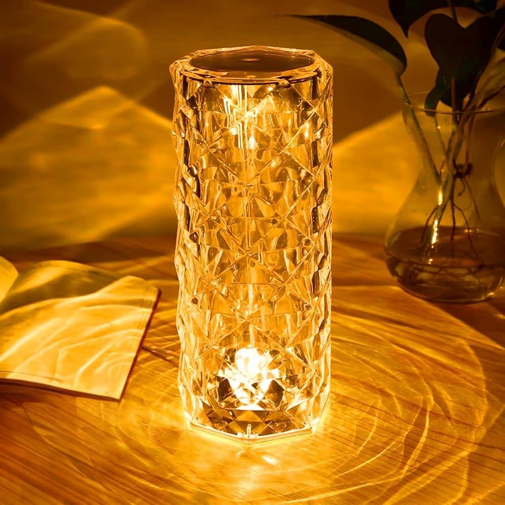 Pair of Crystal Diamond LED Touch Lamps