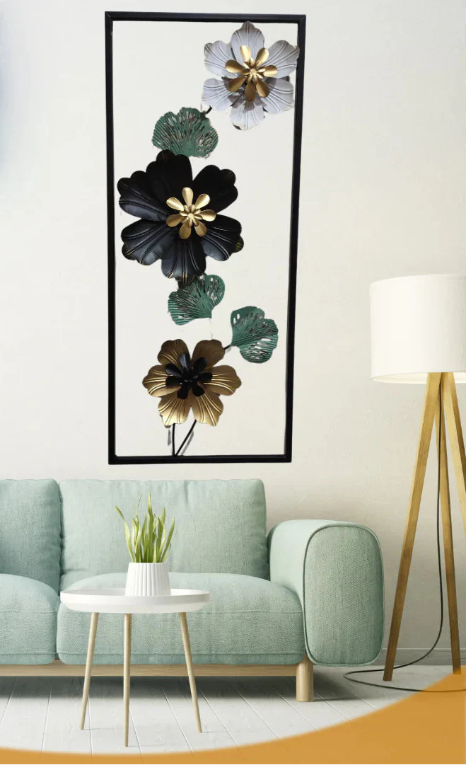 Luxury Metal Wall Art – 3D Floral Frame Decor - Set of 2