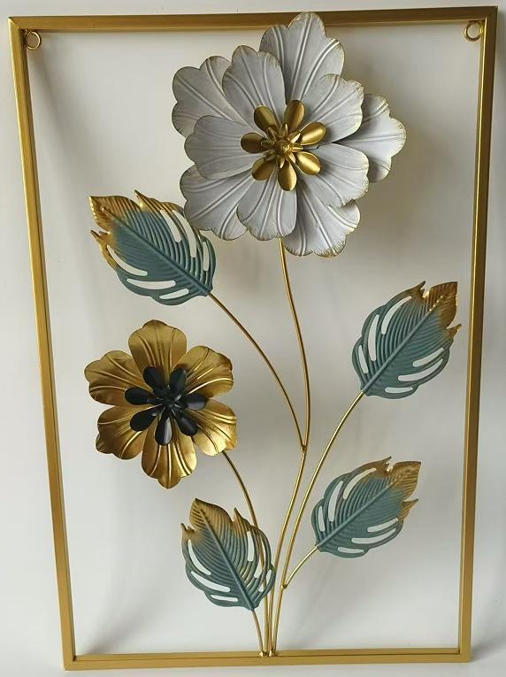 Luxury Metal Wall Art – 3D Floral Frame Decor - Set of 2