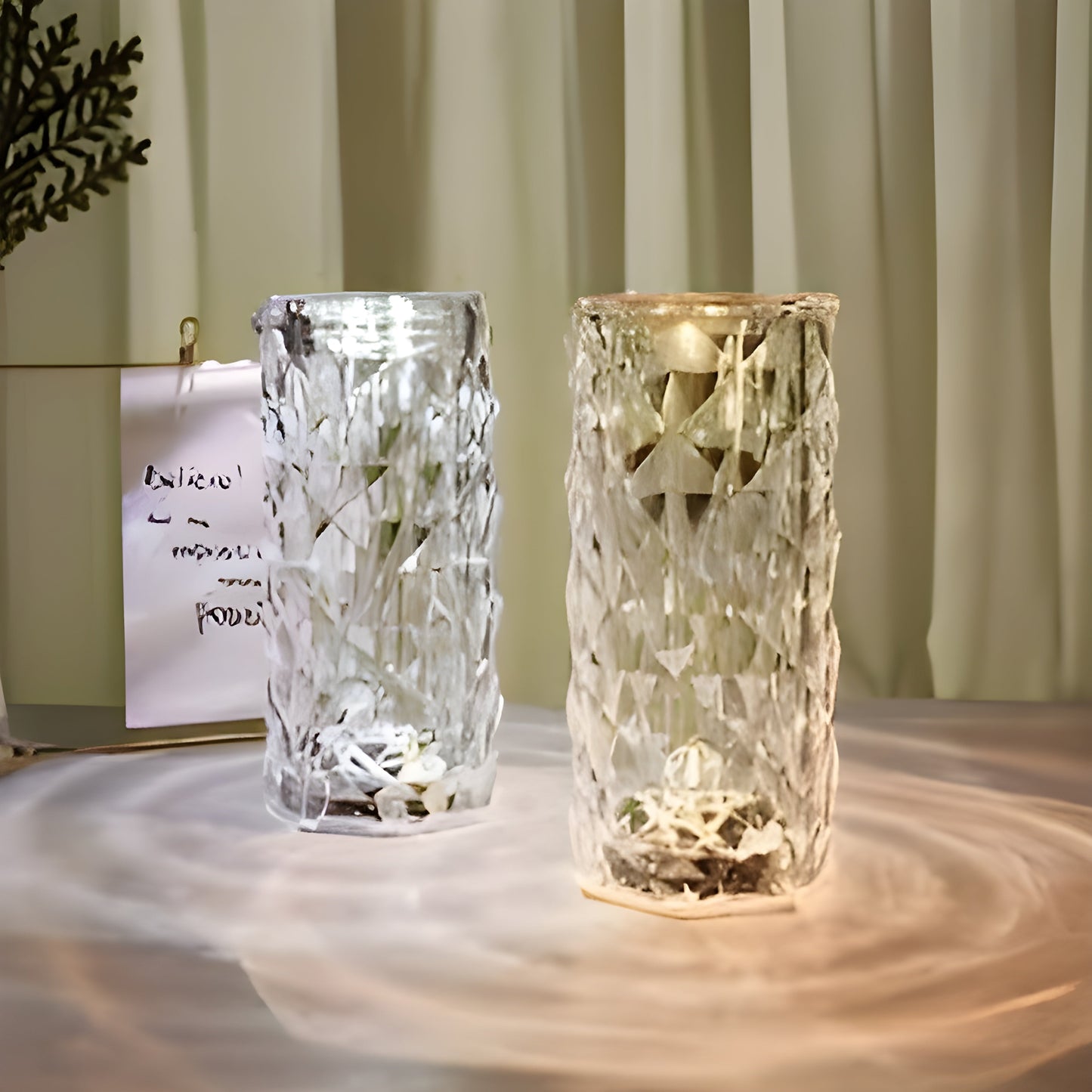 Pair of Crystal Diamond LED Touch Lamps