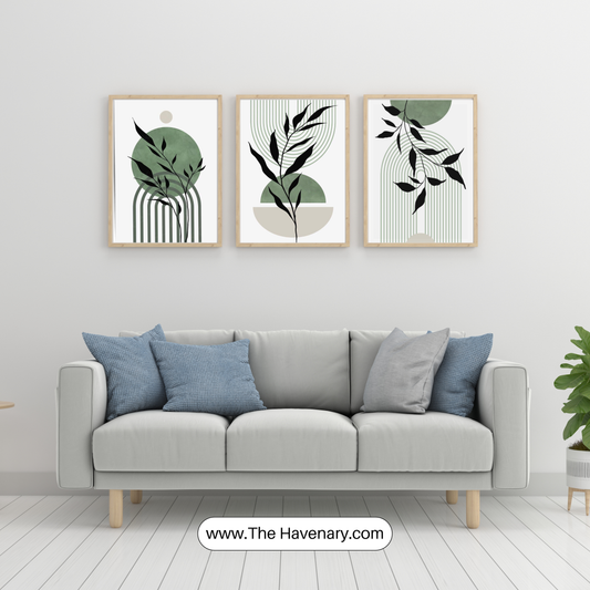 Minimalist Botanical Wall Art – Set of 3 (Framed)