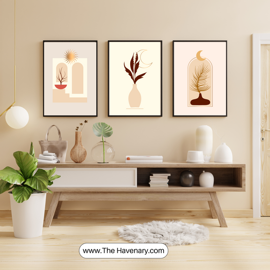 Modern Minimalist Wall Art Set – Abstract Botanical Prints (3 Pieces)