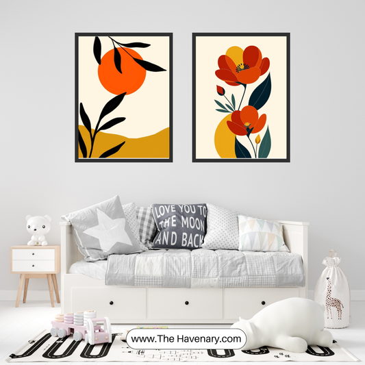 Abstract Floral Wall Art – Set of 2