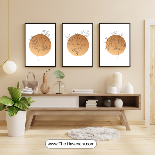 Minimal Botanical Wall Art Set – Modern 3 Piece Frames
