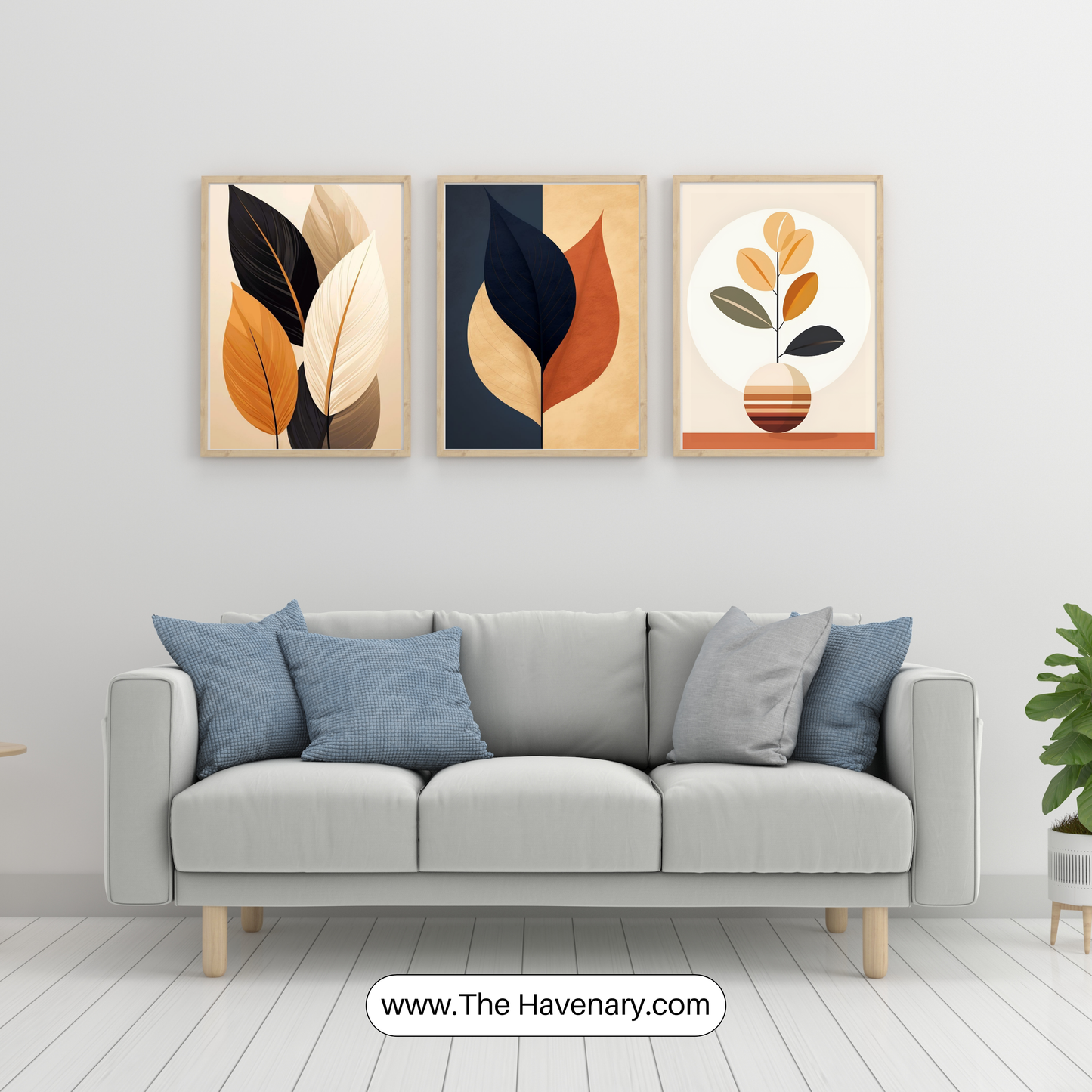 Modern Abstract Leaf Wall Art – Set of 3
