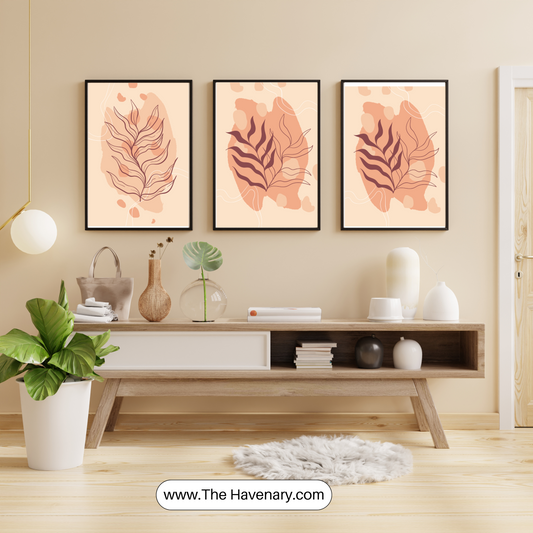 Abstract Botanical Wall Art – 3 Piece Set