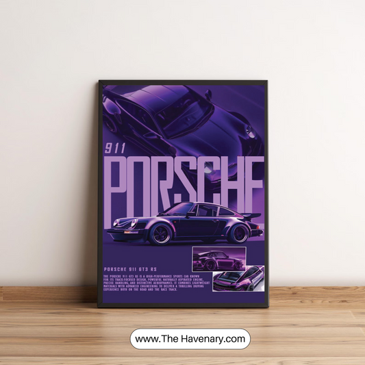Porsche 911 GT3 RS Retro Purple Wall Art Poster