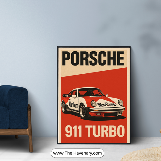 Porsche 911 Turbo Vintage Racing Wall Art – Retro Poster Design