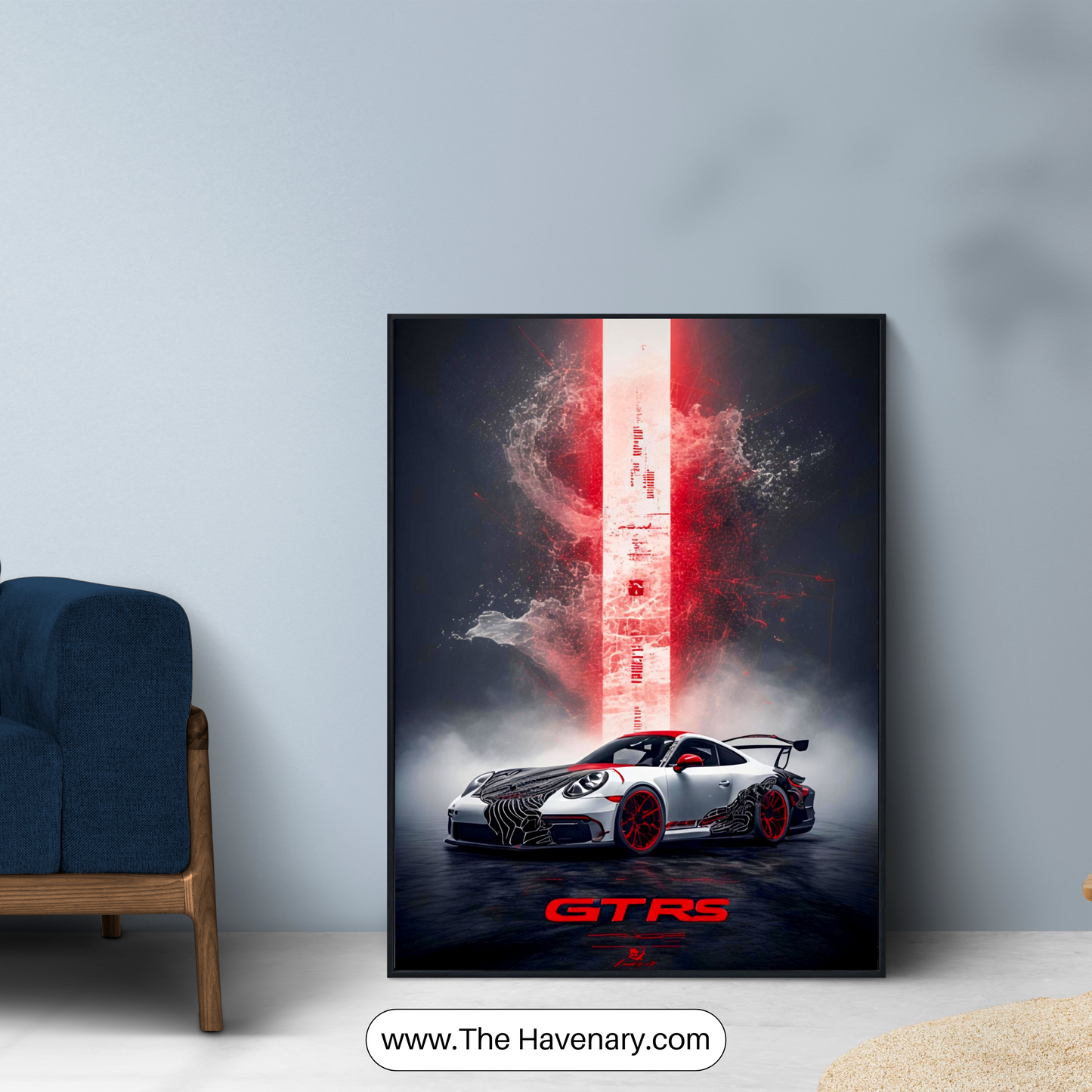 Sports Car Wall Art – Porsche GT RS Red & Black Edition