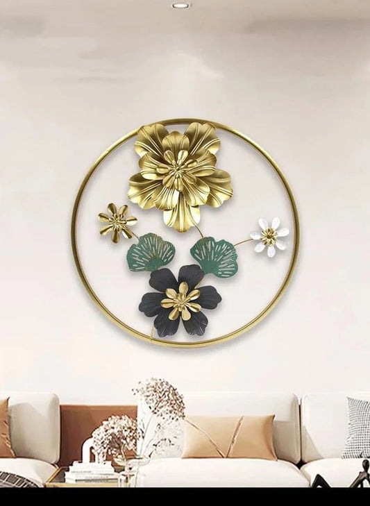 Luxury Metal Wall Art – 3D Floral Frame Decor