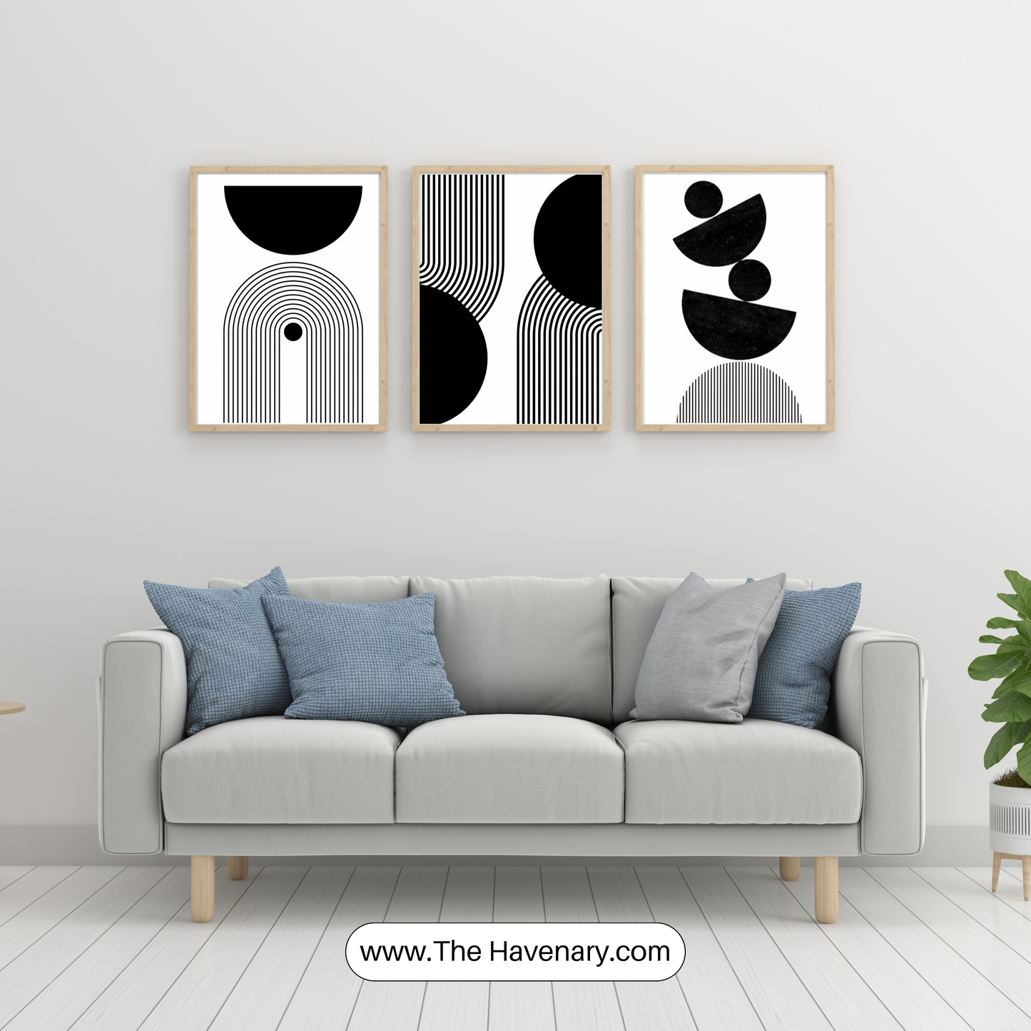 Minimalist Black & White Geometric Wall Art – Set of 3