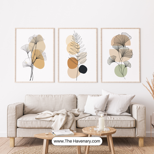 Botanical Line Art Wall Frames – Set of 3