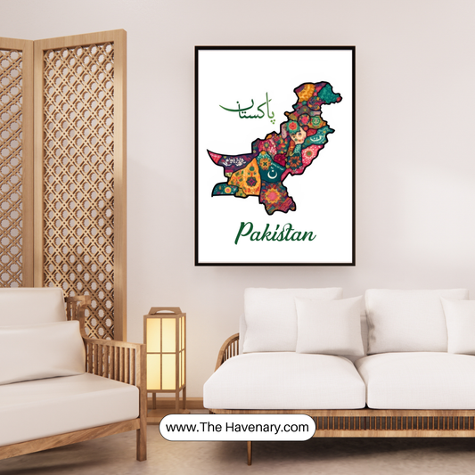 Pakistan Map Cultural Art Print – Traditional Truck Art Design