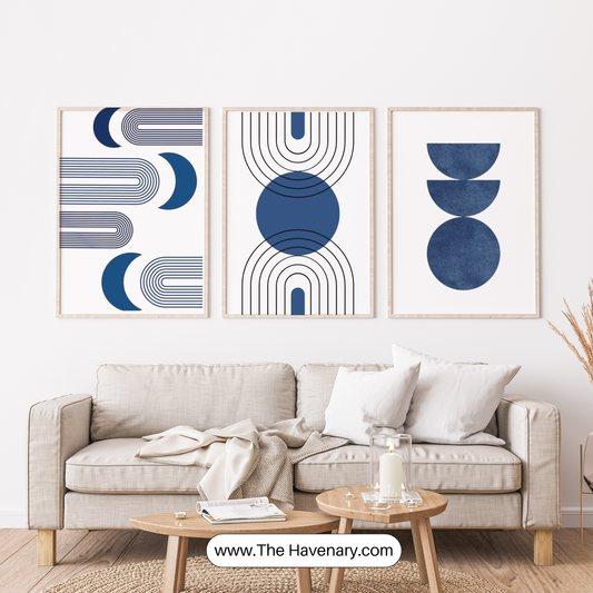 Modern Geometric Wall Art – Set of 3 Frames