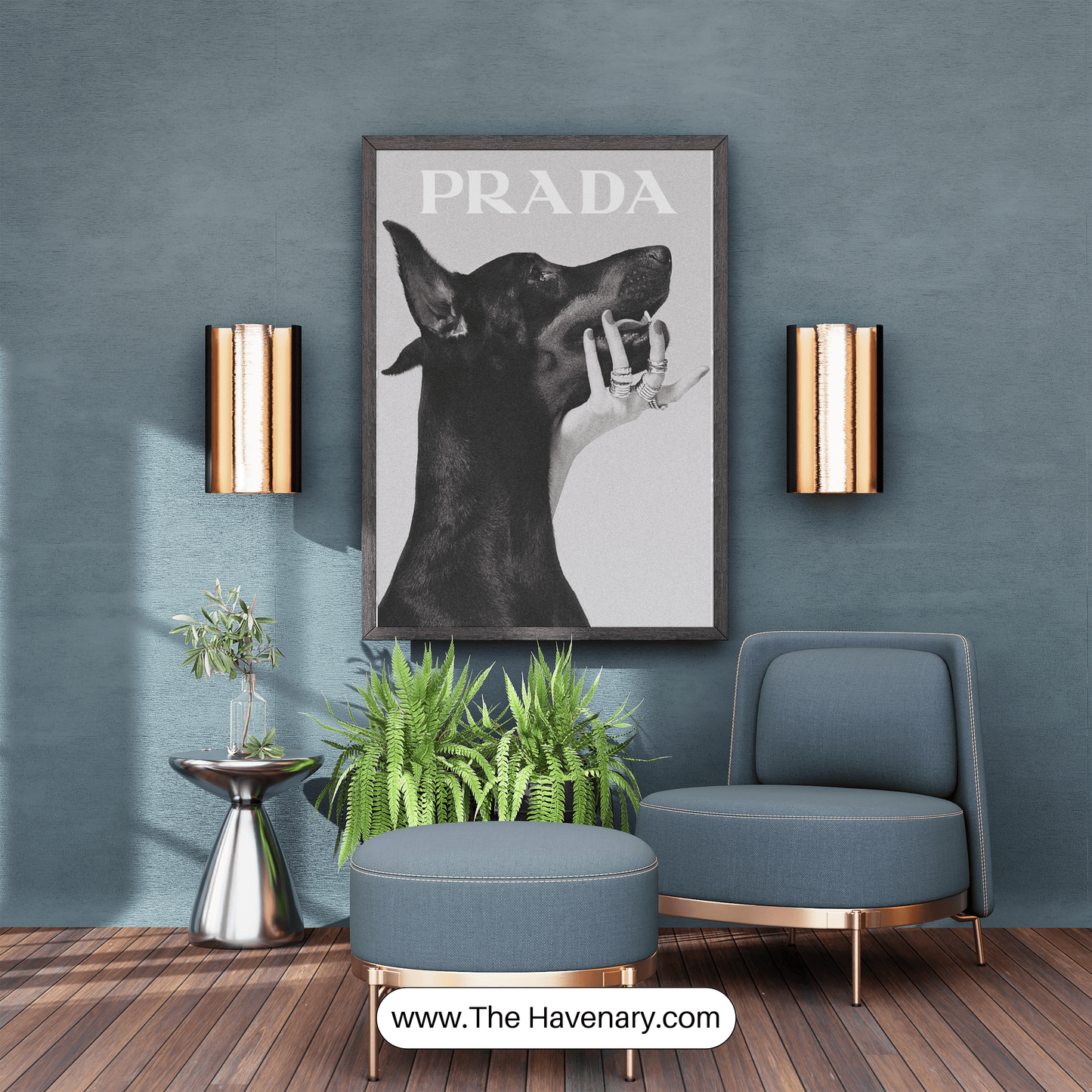 Luxury PRADA Dog Art Print – Modern Minimalist Wall Decor