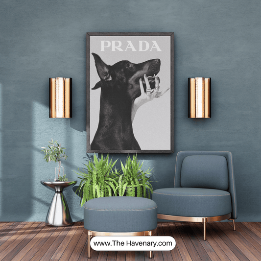 Luxury PRADA Dog Art Print – Modern Minimalist Wall Decor