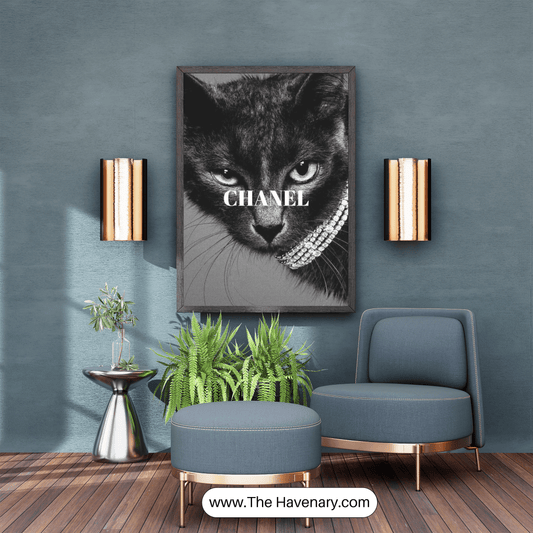 Chanel Cat – Luxe Black &  White Wall Art
