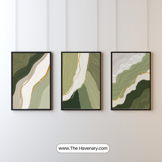 Set of 3 Modern Abstract Wall Art Prints – Neutral &  Earthy Tones