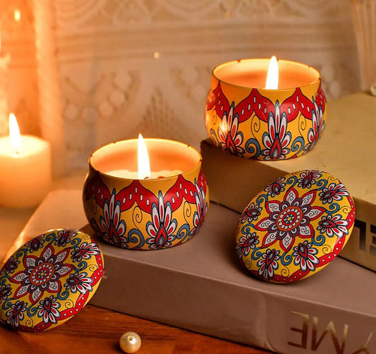 Hand-Painted Scented Tin Candle – Single Piece