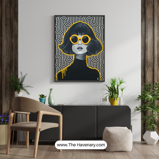 Modern Pop Art Wall Frame – Yellow Shades Portrait