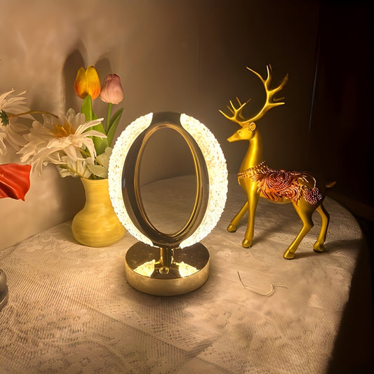 Crystal Oval LED Table Lamp – Contemporary Luxury Lighting - (Pair)