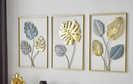 Luxury Metal Wall Art – 3D Floral Frame Decor - Set of 2
